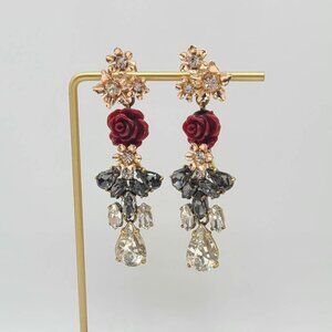 J Crew Rose Gold Tone Rose Crystal Drop Earrings